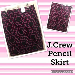 J Crew Skirt Navy Purple Print No. 2 Pencil Skirt Sz 00 Business Ladies NEW NWT
